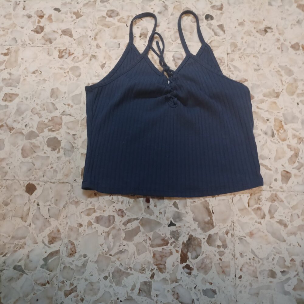 Charlotte Russe Women's Mid-Drift Top S Blue Gray